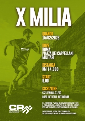 Locandina Gara X Milia 15 Febbraio 2026 - Caffarella Runners asd