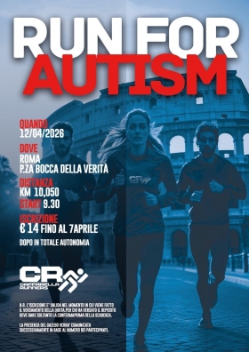 Locandina Gara Run for Autism 12  Aprile 2026 - Caffarella Runners asd