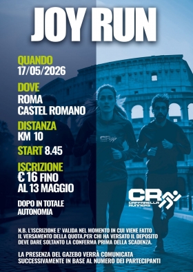 Locandina gara Joy Run del 17 Maggio 2026 - Caffarella Runners asd